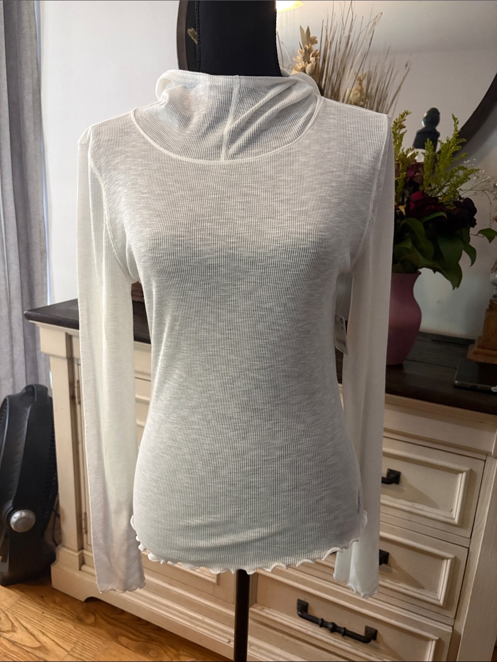 Free people movement Women's White Lightweight Long-Sleeve Mock Neck Top